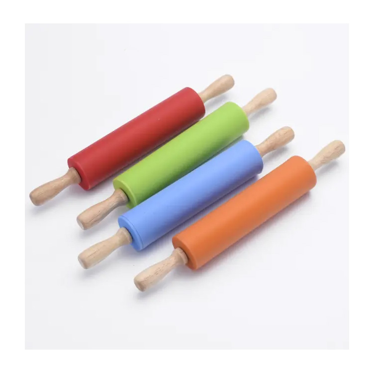 Baking Tool Non-Stick Pastry Rolling Pin dengan Pemegang Kayu