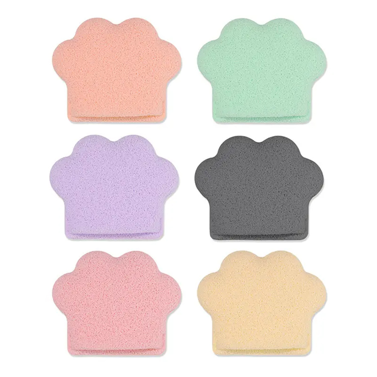 Biodegradable Cat Foot Shape Glove Konjac Scrub Facial Tuala