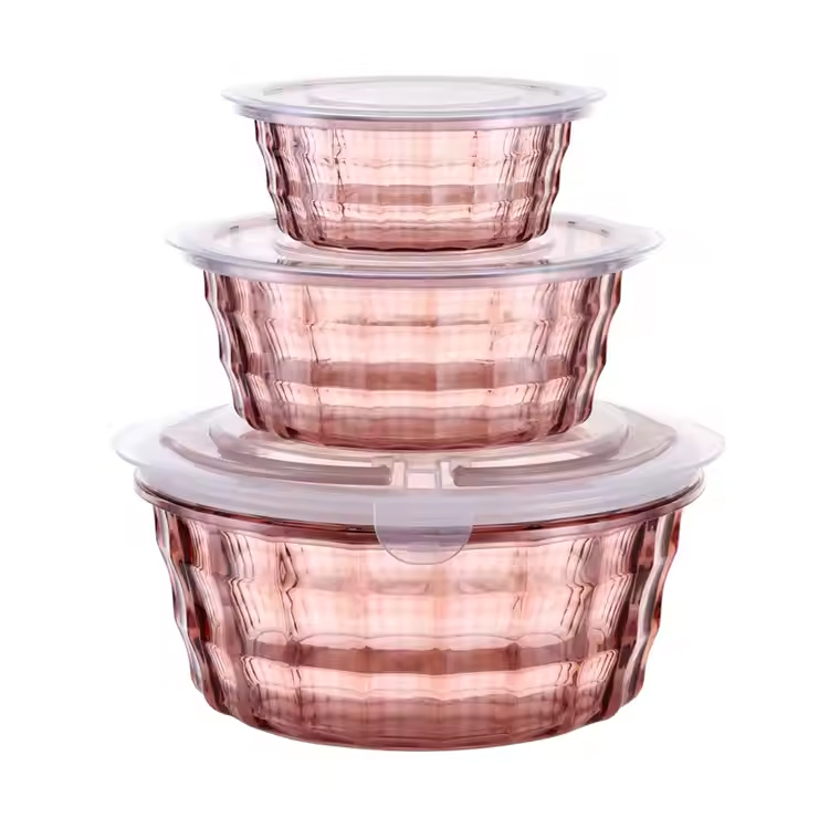 BPA-bebas bersarang bersarang 3 keping bekas makanan bulat