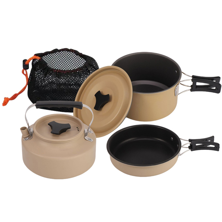 Memasak perkhemahan ditetapkan dengan Kettle Portable Cooking Pot Set