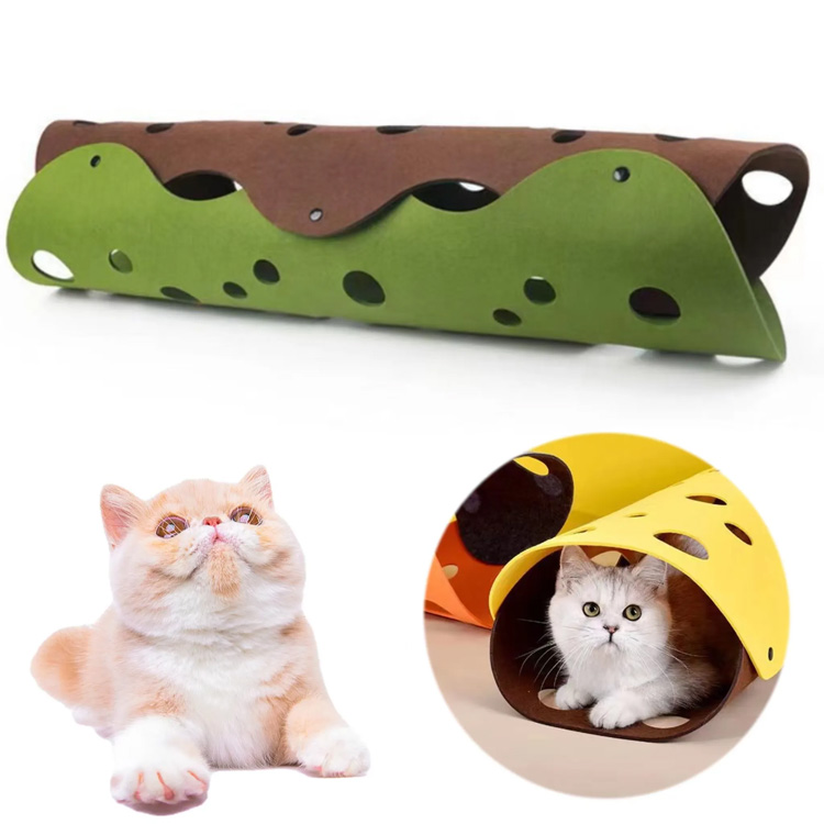 TUNNED TURNEL Kucing Tempat tidur tiub dengan lubang bermain terowong haiwan peliharaan yang boleh dilipat