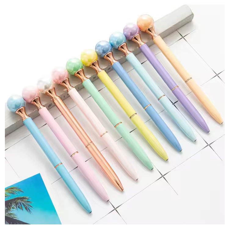Logo tersuai 1.0mm Ballpoint Mutiara Pen Multi-Color Metal Body