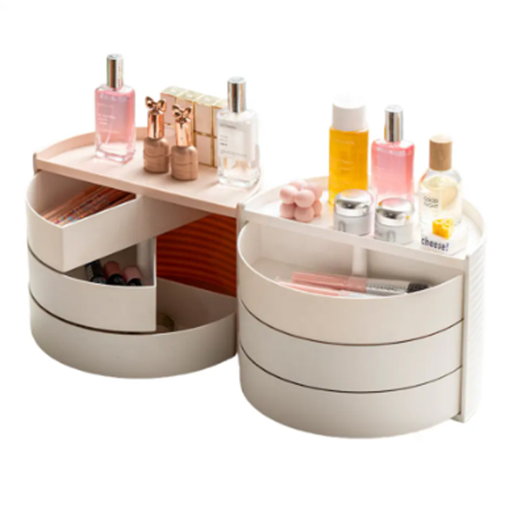 Penganjur Makeup Desktop Circular Dresser Container