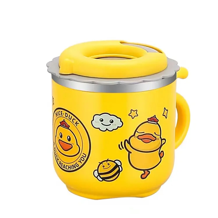 Makanan selamat jerami comel kuning itik bocor bukti kanak -kanak cawan kanak -kanak