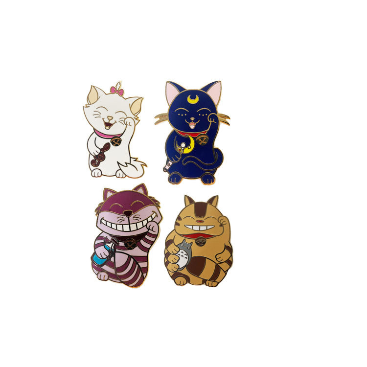 Hadiah emas bersalut enamel kartun magnet logam lapel pin