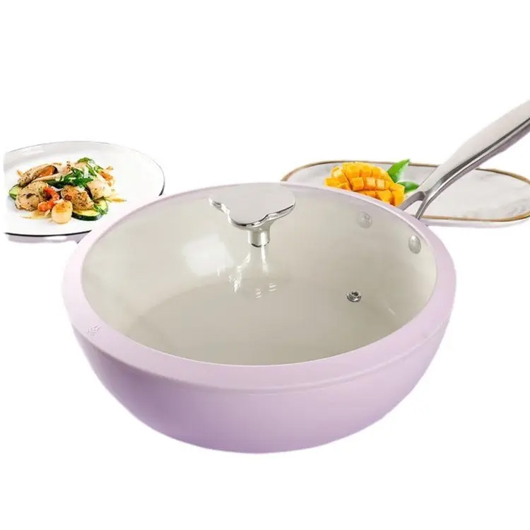 Lavender Shell Porcelain Wok Cobblestone Seramik Goreng Seramik
