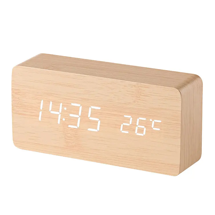 Paparan harga rendah USB Wood LED Jam Meja Digital