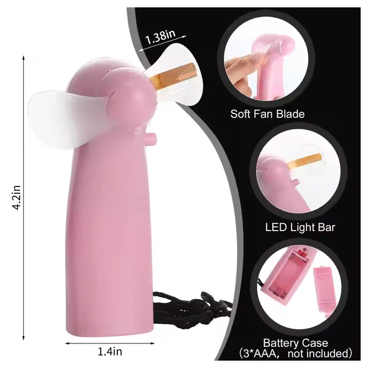 Mini mini mudah alih mudah alih LED kipas bateri mesej tersuai