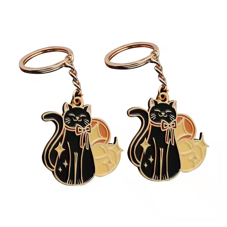 Keychain enamel lembut premium keyrings logam berkilat yang berwarna -warni