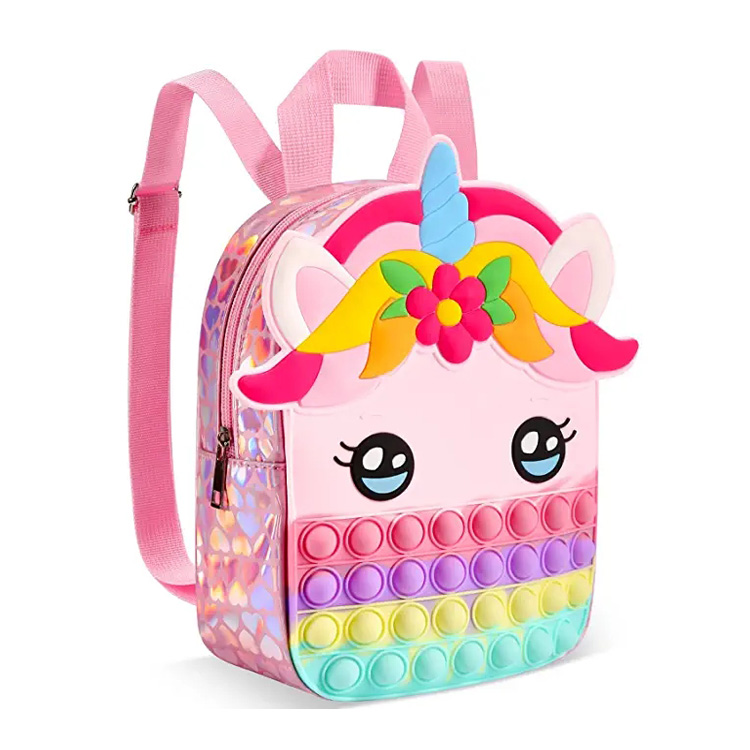 Beg Sekolah Kanak-kanak Silikon Beg Unicorn Pop It Beg