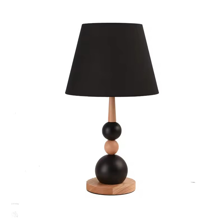 Hanya Lampu Meja Minimal Tepi Katil Kayu Retro Bola Hitam