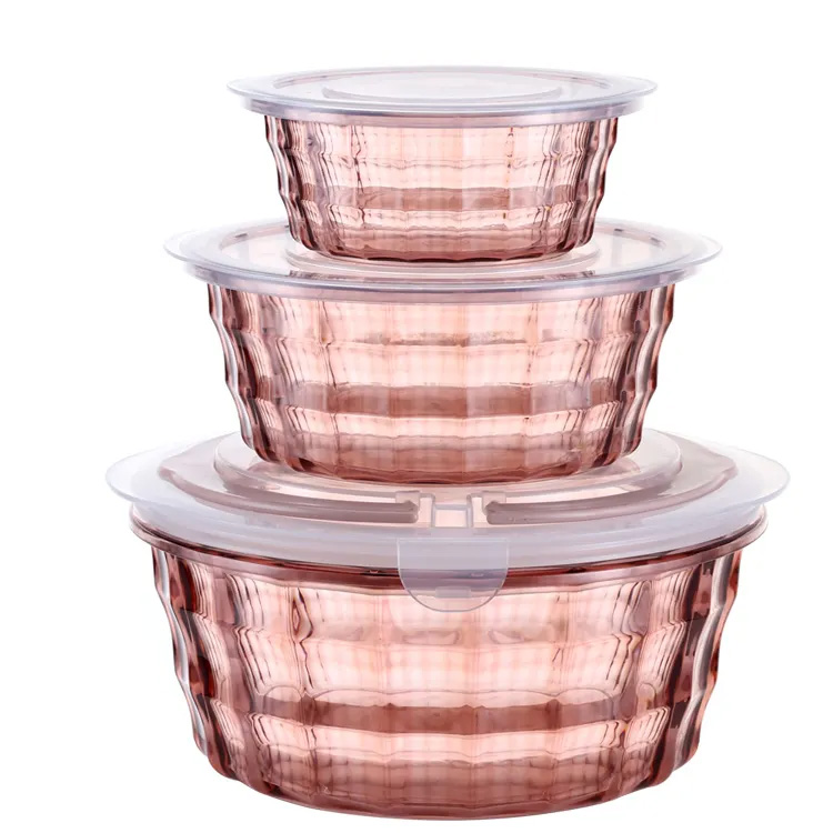 Stacking Container Makanan Bulat Plastik 3 Potongan Stacking