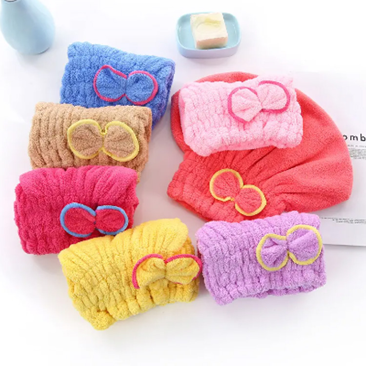 Ultra penyerap cap bowknot lembut microfiber rambut pengeringan tuala